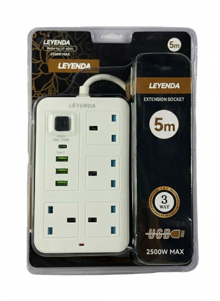Leyenda Extension Socket 3 in one 5m - Image 1