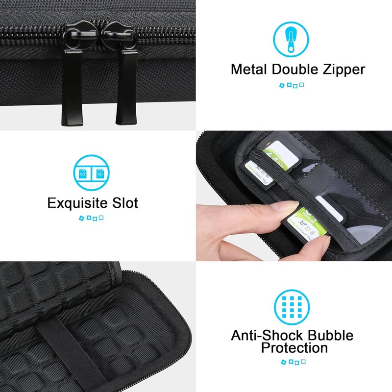 Lacdo Hard Carrying Case for SanDisk Extreme Pro/SanDisk Extreme Portable External SSD 500GB 1TB 2TB 4TB USB-C Solid State Drive EVA Shockproof Protective Storage Travel Bag, Black+Black - Image 3