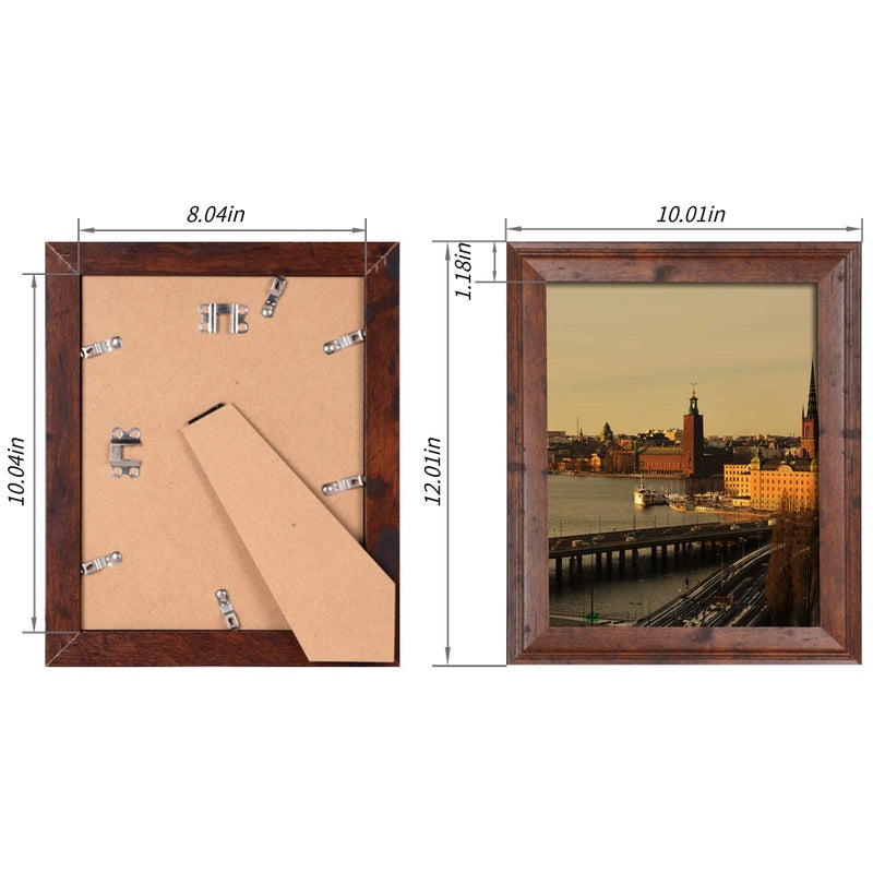 iRahmen iRahmen 8x10 Picture Frame Set of 4  Rustic Retro Photo Frame with HD Glass  Display Pictures 8 x 10 Without Mat  Wooden Picture Frames for Wall Mount and Tabletop Display  - Image 2