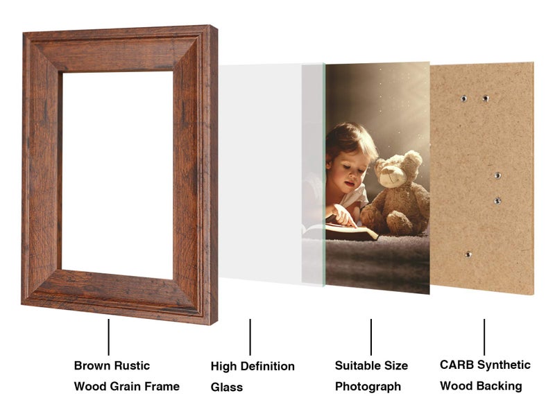 iRahmen iRahmen 8x10 Picture Frame Set of 4  Rustic Retro Photo Frame with HD Glass  Display Pictures 8 x 10 Without Mat  Wooden Picture Frames for Wall Mount and Tabletop Display  - Image 3