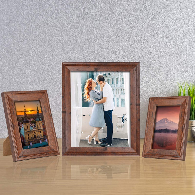 iRahmen iRahmen 8x10 Picture Frame Set of 4  Rustic Retro Photo Frame with HD Glass  Display Pictures 8 x 10 Without Mat  Wooden Picture Frames for Wall Mount and Tabletop Display  - Image 5