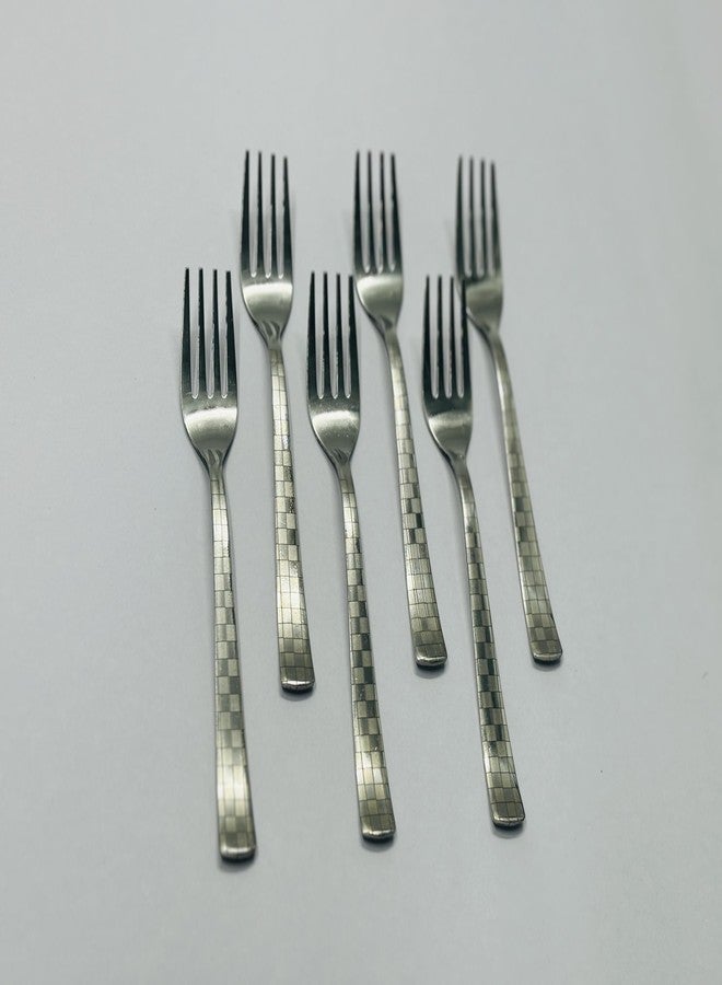 Dev Industries Stainless Steel Fork Set for Home and Kitchen, Fruit Fork for Dining Table, Shiny and Sturdy Handle Fork 16 cm, Silver (18 Gauge) (Pack of 6) - Image 1