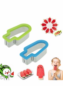 Y&D Popsicle Molds for Kids, 2 Pcs Shape Mold Watermelon Slice Model, Stainless Steel Fruit Cutter Kitchen Gadgets, Modeling Ice Lolly Moulds For Family Parties Camping  - Image 1