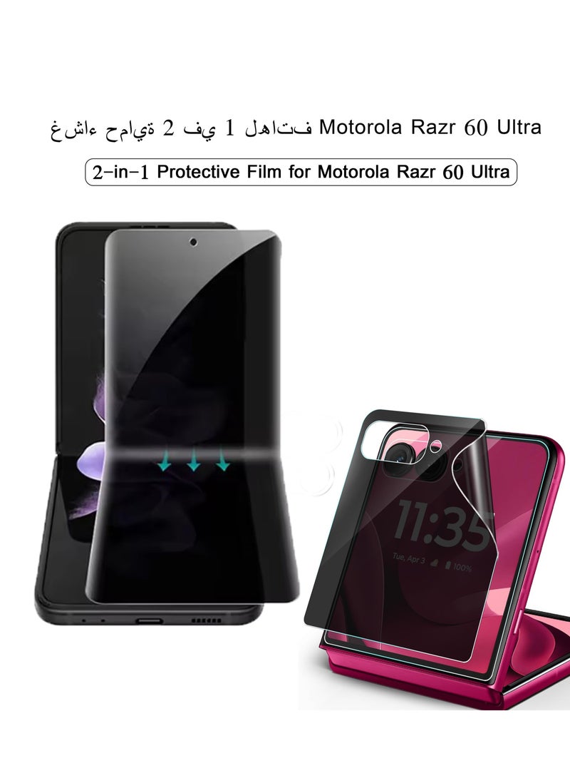 2 in 1 Privacy Screen Protector for Motorola Razr 60 Ultra 5G (1 Pcs Front + 1 Outer), Anti-Spy Anti-Scratch Anti-Dust Tempered Glass Film Easy Installation - Image 1
