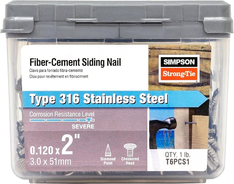 Simpson StrongTie T6PCS1 Fiber-Cement Siding Nail 2 in. x .120 in. Type 316 Stainless Steel (1 lb.) - Image 1