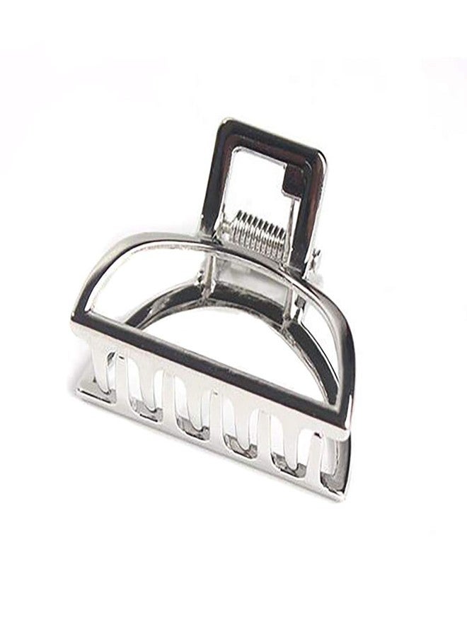 فوداتم قطعتان من مشابك الشعر المعدنية الصغيرة ذات اللون الموحد بتصميم عتيق، مشبك شعر لتثبيت ذيل الحصان، مشبك شعر على شكل مخلب، إكسسوارات شعر للسيدات (فضي) - Image 1