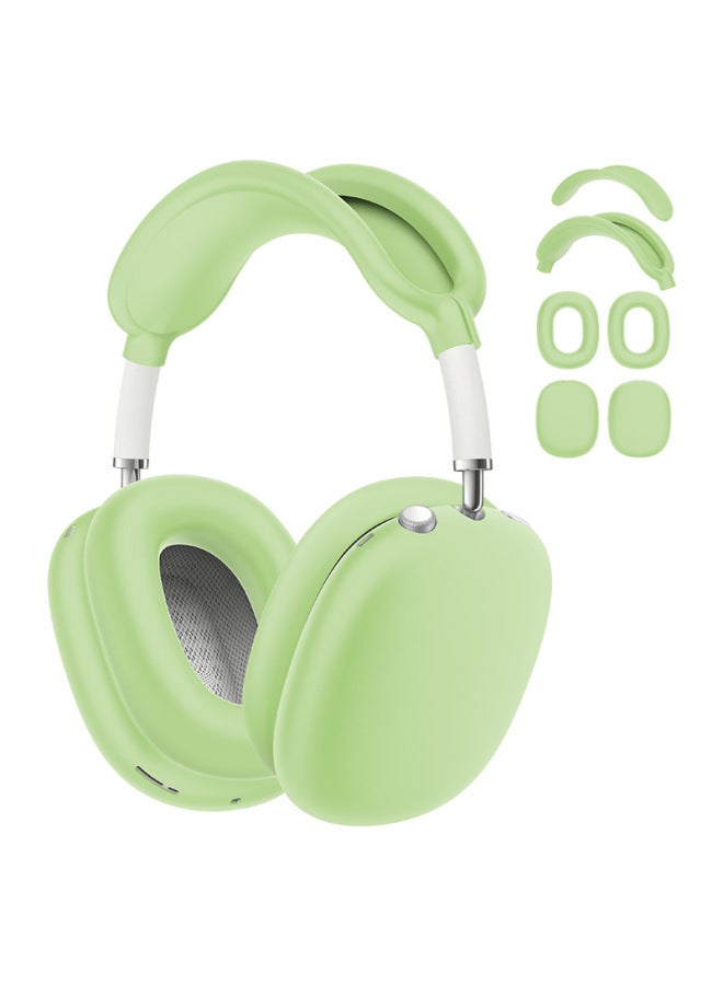 Suitable For Apple AirPods Max Head-mounted Headphone Head Beam Shell Ear Cap Silicone Protective Cover-Color:Light Green Four-piece Set-Model:Headphones For Apple AirPods Max  - Image 1