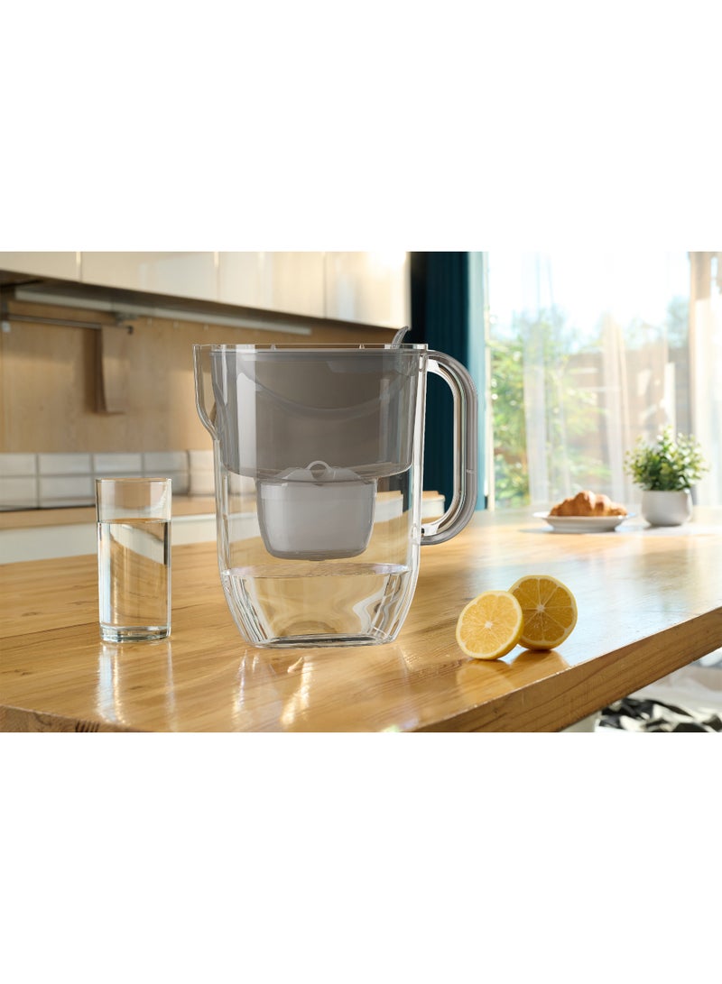 Aquaphor Fresh MFP+ Water Filter Jug 3.2L – Fresh Water Purifier Pitcher with Flip-Top Lid, BPA-Free, Compact Fridge Door Design, Removes Chlorine, Lead, Heavy Metals, Limescale & Contaminants, Includes Maxfor+ Cartridge (Grey) - Image 3