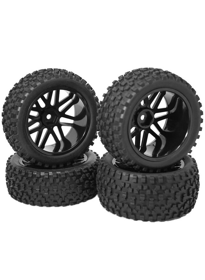 Vgoohobby - 12Mm Hex Wheel Rims Mesh Shape Rubber Tires With Sponge 88Mm/3.46 Replacement For 1/10 Rc Offroad Car Truck Monsterblack - Image 1