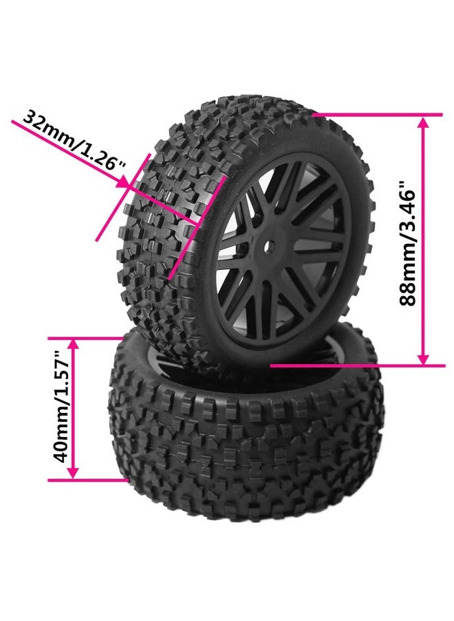 Vgoohobby - 12Mm Hex Wheel Rims Mesh Shape Rubber Tires With Sponge 88Mm/3.46 Replacement For 1/10 Rc Offroad Car Truck Monsterblack - Image 1