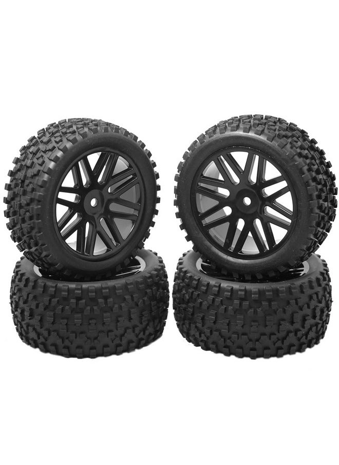 Vgoohobby - 12Mm Hex Wheel Rims Mesh Shape Rubber Tires With Sponge 88Mm/3.46 Replacement For 1/10 Rc Offroad Car Truck Monsterblack - Image 1
