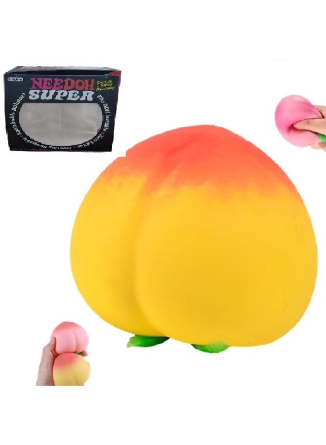 Needoh Peach Squishy Slow Rising Stress Relief Toy, Realistic Peach Shaped Fruit Squeezable Balls, Big Squeezable Peaches,Soft Flexible Fidget Toys Decompression Gift for Adults(Yellow) - Image 1