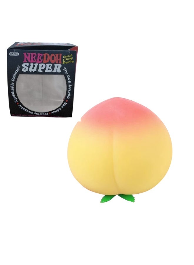 Needoh Peach Squishy Slow Rising Stress Relief Toy, Realistic Peach Shaped Fruit Squeezable Balls, Big Squeezable Peaches,Soft Flexible Fidget Toys Decompression Gift for Adults(Yellow) - Image 2