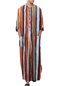 Sthxyfaith Mens Cotton Nightshirts, Long Sleeve Sleepwear Button Down Closure Comfy Nightgown with Pockets, Soft Loose Long Robe (Color : Style 3, Size : XXX-Large)  - Image 1