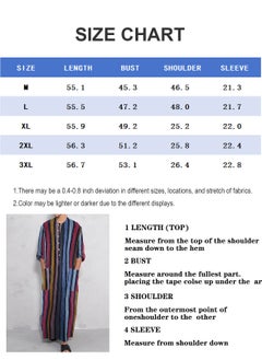 Sthxyfaith Mens Cotton Nightshirts, Long Sleeve Sleepwear Button Down Closure Comfy Nightgown with Pockets, Soft Loose Long Robe (Color : Style 3, Size : XXX-Large)  - Image 5