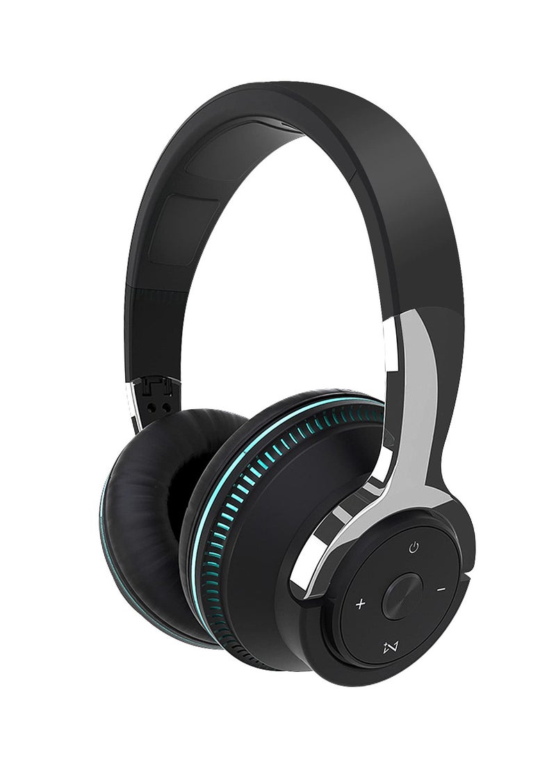 Excefore Wireless Headphones Over Ear, LED Light Up Wireless Bluetooth Headphones, Hi-Fi Stereo Headphones with Microphone, Foldable Lightweight Headphones for Travel, Office, Cellphone, PC, Black  - Image 1