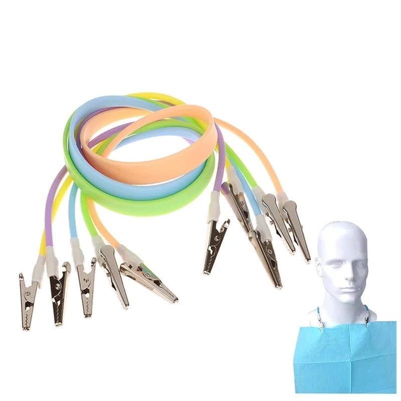 مشابك مريلة الأسنان البرتقالية 20 قطعة، أدوات طبيب الأسنان، حامل المناديل وسلسلة لعيادة الأسنان - Image 3