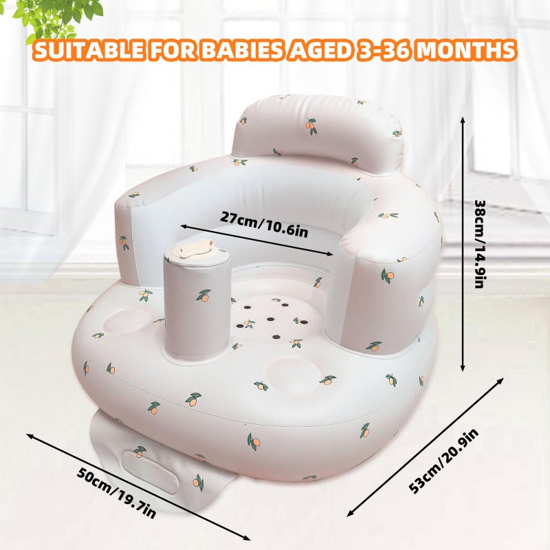 AGITVPS Upgrade Inflatable Baby Seat with Tray for Babies 3-36 Months, Built in Air Pump Bumbo Seat with Tray, Baby Chair Sit Me up Floor Seat for Baby, Learning to Sit&Feeding (Pillar-Olive) - Image 5