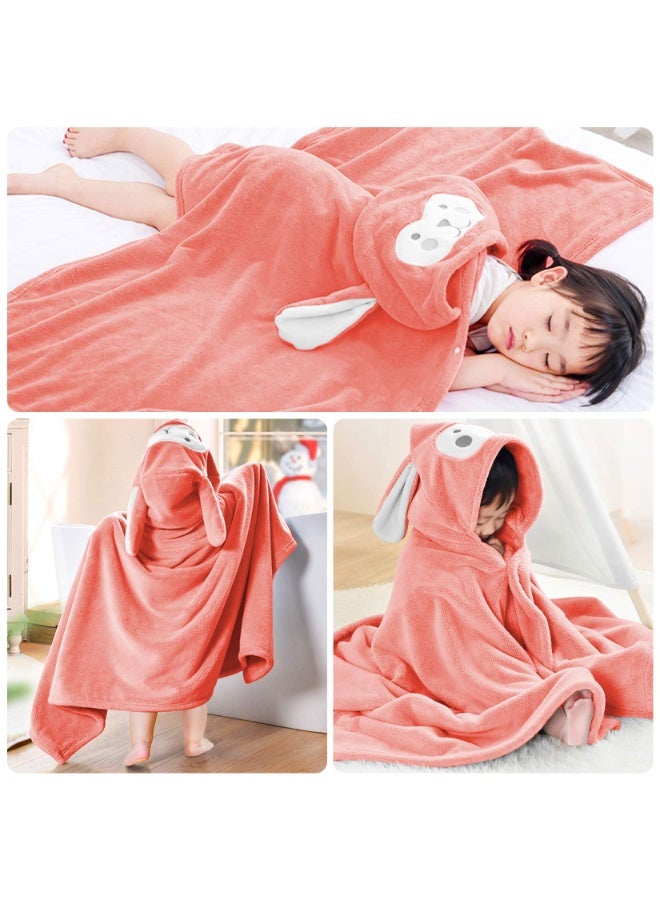 Children's Hooded Bath Towel, Super Absorbent Quick Dry Coral Fleece, 70x140cm, Cartoon Animal Design - Image 5