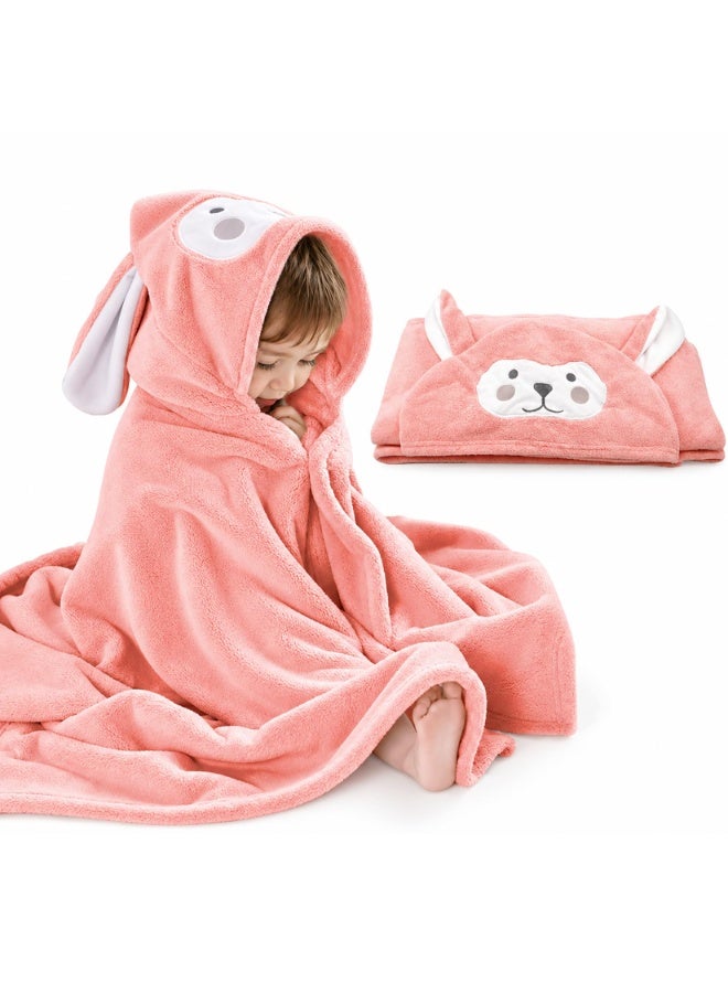 Children's Hooded Bath Towel, Super Absorbent Quick Dry Coral Fleece, 70x140cm, Cartoon Animal Design - Image 1