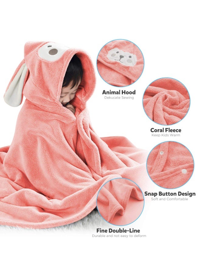 Children's Hooded Bath Towel, Super Absorbent Quick Dry Coral Fleece, 70x140cm, Cartoon Animal Design - Image 2