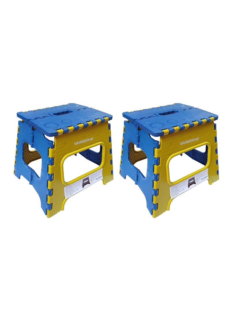 Varmora Varmora Plastic Super Strong Folding Step Stool for Adults and Kids Kitchen Stepping Stools Garden Step StoolOffice StoolKitchen Stool Folding Stool Small Blue Pack of 2  - Image 1