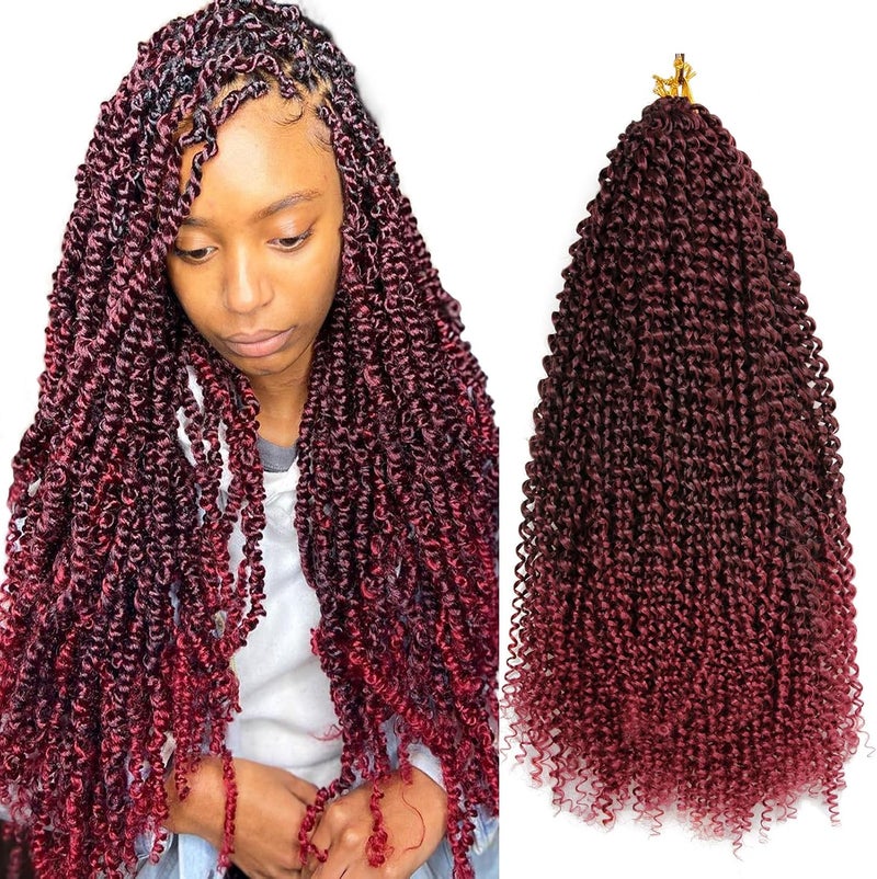 Dorsanee 7 Packs Passion Twist Hair 18 Inch Water Wave Passion Twist Crochet Braiding Hair Synthetic Braids Goddess Locs Long Bohemian Locs Hair (22Strands/Pack, Tbug#) - Image 1
