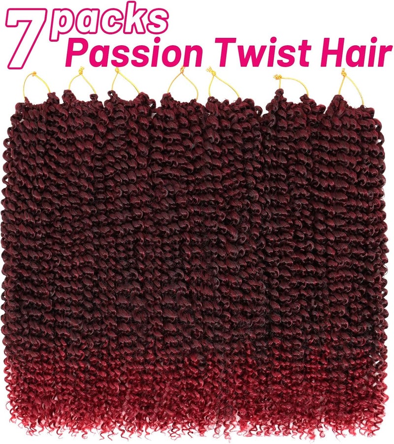Dorsanee 7 Packs Passion Twist Hair 18 Inch Water Wave Passion Twist Crochet Braiding Hair Synthetic Braids Goddess Locs Long Bohemian Locs Hair (22Strands/Pack, Tbug#) - Image 2