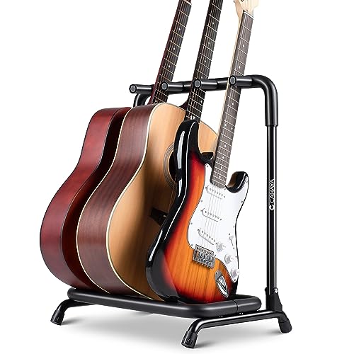 CAHAYA Multi Guitar Rack 3 Holder Stand Universal Guitar Display Rack With Thick Rubber Padding for Classical Acoustic and Electric Guitars  Bass CY0344