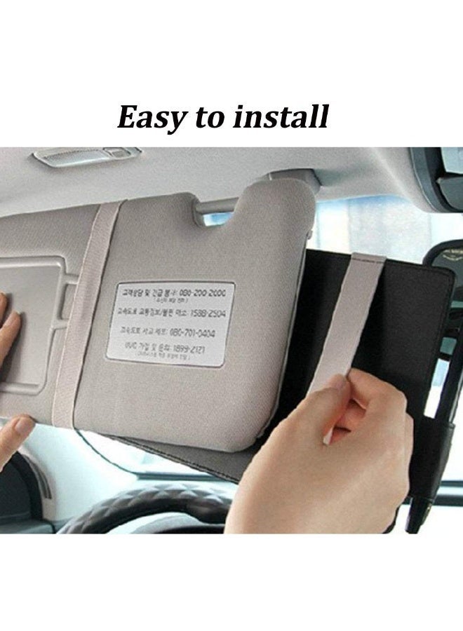 Arabest Car Visor Organizer with Sunglass Holder,Multi-Functional Car Sun Visor Organizer with Zipper for Cards,Money,Tickets,Leather Interior Accessories (Black) - Image 5