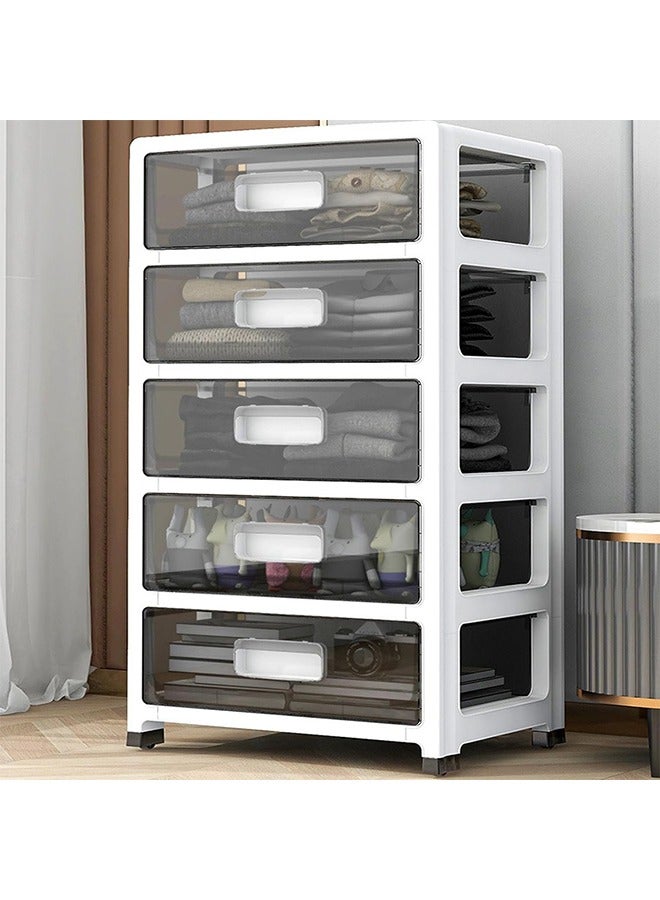 Beauenty Storage Cabinet Household Slit Storage Box Office File Organizer, Dustproof Storage Containers Storage Cart Book Shelf ＆Bedside Table Bedroom Kitchen Bathroom (B 5 Layer) - Image 1