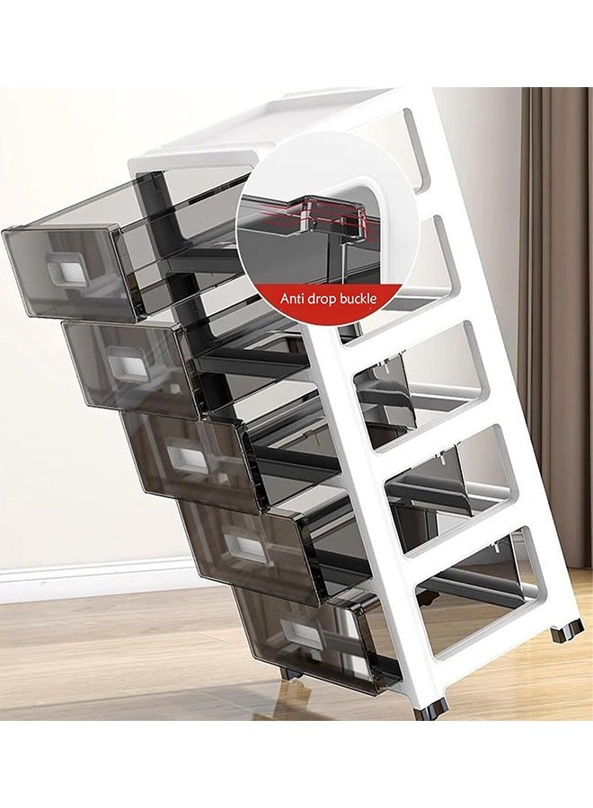 Beauenty Storage Cabinet Household Slit Storage Box Office File Organizer, Dustproof Storage Containers Storage Cart Book Shelf ＆Bedside Table Bedroom Kitchen Bathroom (B 5 Layer) - Image 3