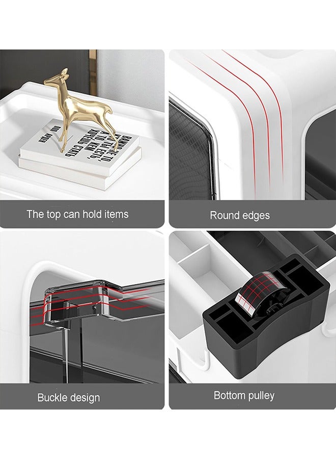 Beauenty Storage Cabinet Household Slit Storage Box Office File Organizer, Dustproof Storage Containers Storage Cart Book Shelf ＆Bedside Table Bedroom Kitchen Bathroom (B 5 Layer) - Image 5