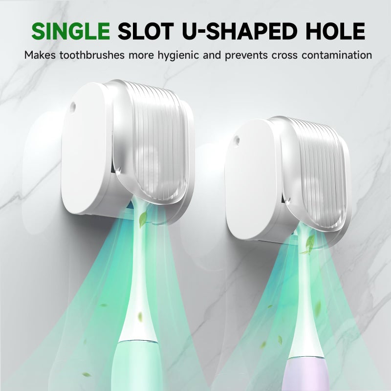 LUWUIDEN 4 Pcs Toothbrush Holders Wall Mounted, Single Slot Design, Shower Self Adhesive Wall Mounted Toothbrush Holder with Cover, Waterproof and Dustproof, Suitable for Bathroom, Family, Travel (Transparent) - Image 3