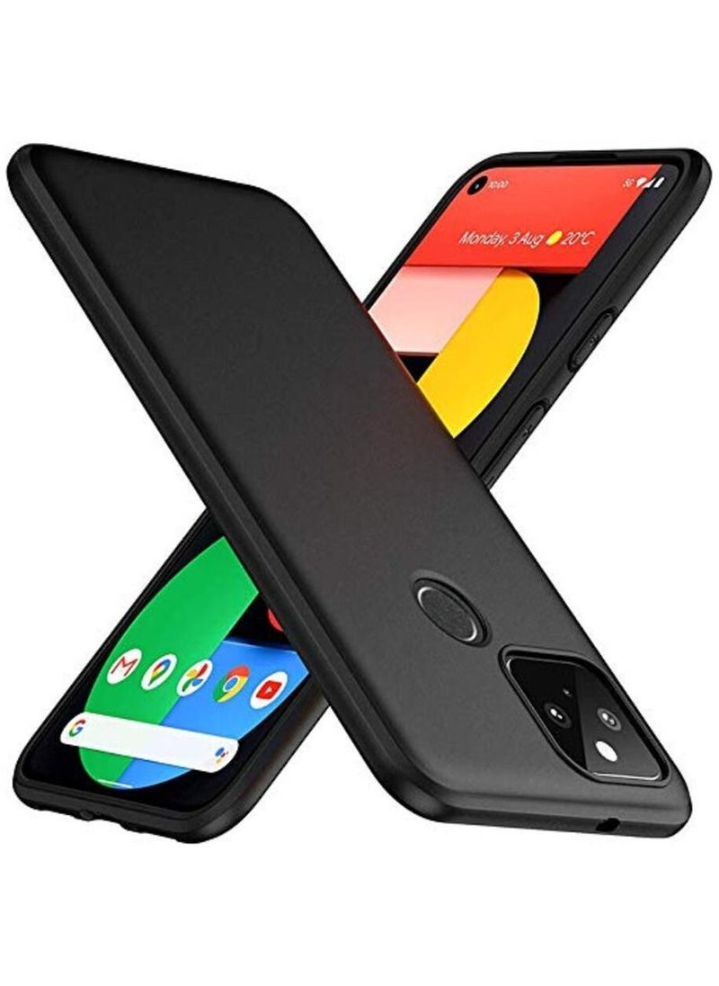 ماركة غير محددة - جراب لهاتف Google Pixel 5 جراب خلفي ناعم من البولي يوريثان الحراري المرن وخفيف الوزن وغطاء واقٍ أسود غير لامع جراب مضاد لبصمات الأصابع مصمم لهاتف Google Pixel 5 - Image 1