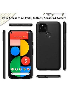 ماركة غير محددة جراب لهاتف Google Pixel 5 جراب خلفي ناعم من البولي يوريثان الحراري المرن وخفيف الوزن وغطاء واقٍ أسود غير لامع جراب مضاد لبصمات الأصابع مصمم لهاتف Google Pixel 5  - Image 2