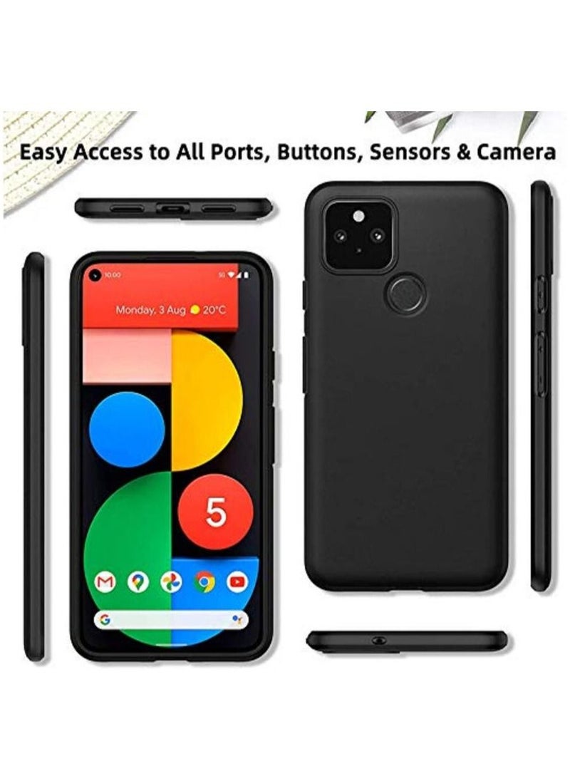 ماركة غير محددة - جراب لهاتف Google Pixel 5 جراب خلفي ناعم من البولي يوريثان الحراري المرن وخفيف الوزن وغطاء واقٍ أسود غير لامع جراب مضاد لبصمات الأصابع مصمم لهاتف Google Pixel 5 - Image 1