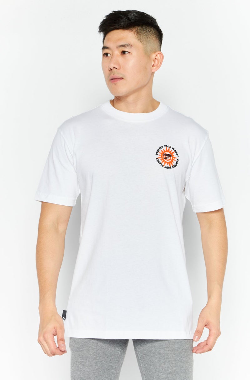PUMA Men Sport Fit Round Neck Short Sleeve Outdoor T Shirt, White - Image 1