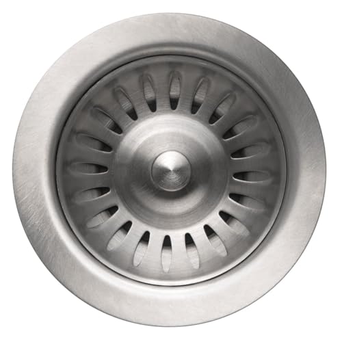Houzer 190-9180 - 3-1/2 inch Stainless Steel Kitchen Sink Basket Strainer, Durable Food Catcher Stopper for Metal Kitchen Sink, Ideal for Filtering Waste and Preventing Clogs - Image 1