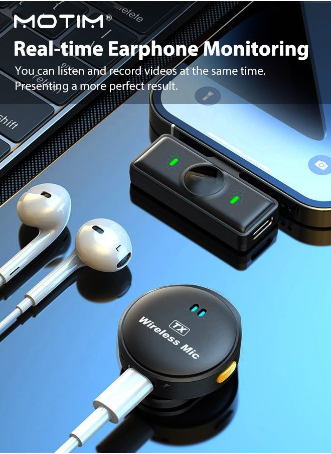 Motim Wireless Lavalier Microphone for iPhone/Android, Mini Lapel Mic with Charging Case, Magnetic Clip, Hi-Fi Audio, Noise Cancelling, Condenser Mic for Stream, Vlog, TikTok and YouTube  - Image 3