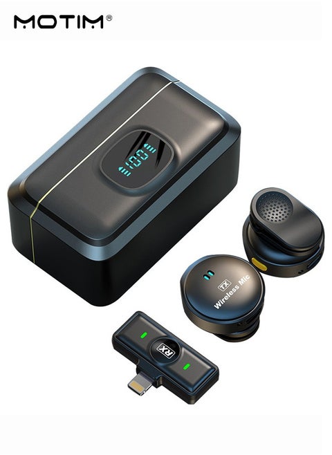 Wireless Lavalier Microphone for iPhone/Android, Mini Lapel Mic with Charging Case, Magnetic Clip, Hi-Fi Audio, Noise Cancelling, Condenser Mic for Stream, Vlog, TikTok and YouTube