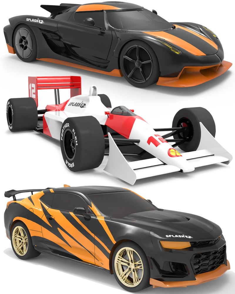 SplashEZ Race Cars Bath Toys | Mold Free Bath Toys for Kids & Toddlers with No Hole for Water | Cars Set Ideal Size for Little Hands | Safe, Durable for Baby Tub Pool Fun for Boys Girls Ages 0 & Up - Image 1