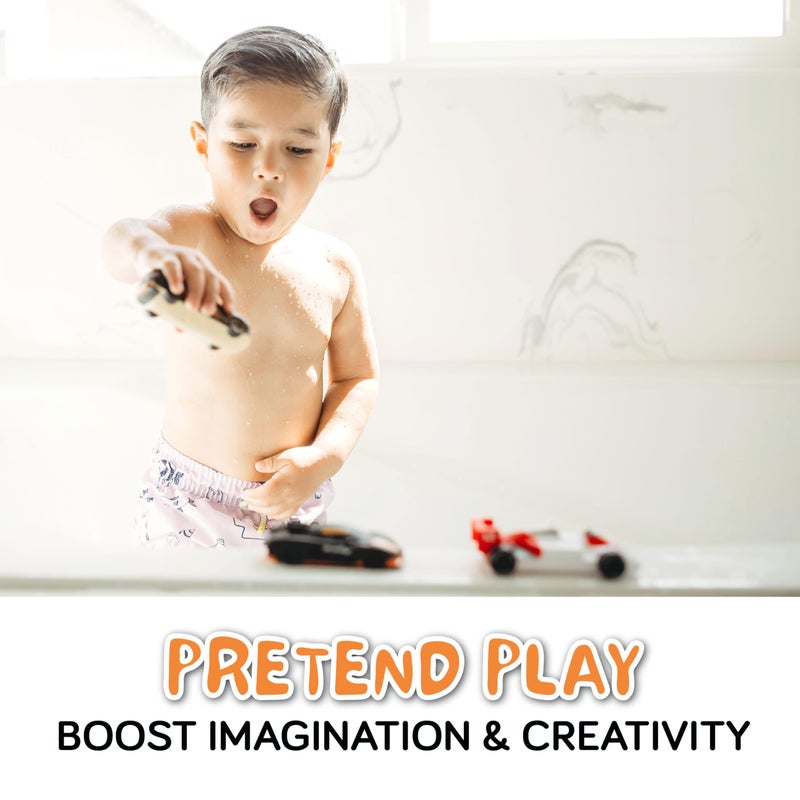 SplashEZ Race Cars Bath Toys | Mold Free Bath Toys for Kids & Toddlers with No Hole for Water | Cars Set Ideal Size for Little Hands | Safe, Durable for Baby Tub Pool Fun for Boys Girls Ages 0 & Up - Image 5