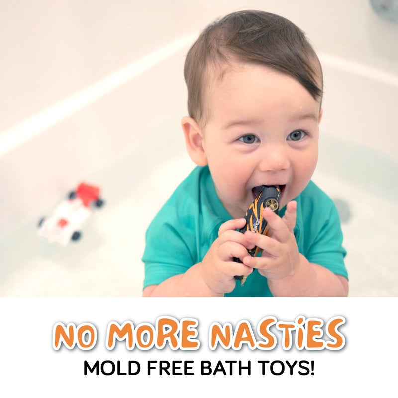SplashEZ Race Cars Bath Toys | Mold Free Bath Toys for Kids & Toddlers with No Hole for Water | Cars Set Ideal Size for Little Hands | Safe, Durable for Baby Tub Pool Fun for Boys Girls Ages 0 & Up - Image 4