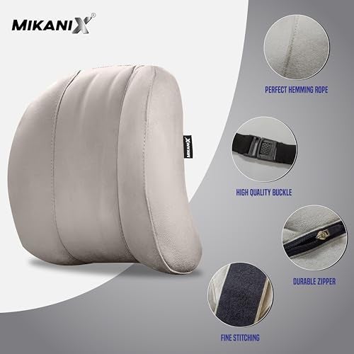 OBEROI'S TRADERS Car Headrest Pillow | Polyfill Fiber Cotton Neck/Head Support Cushion | Ergonomic Travel Headrest | Breathable Soft Cover | Universal Fit (Beige) - Image 4