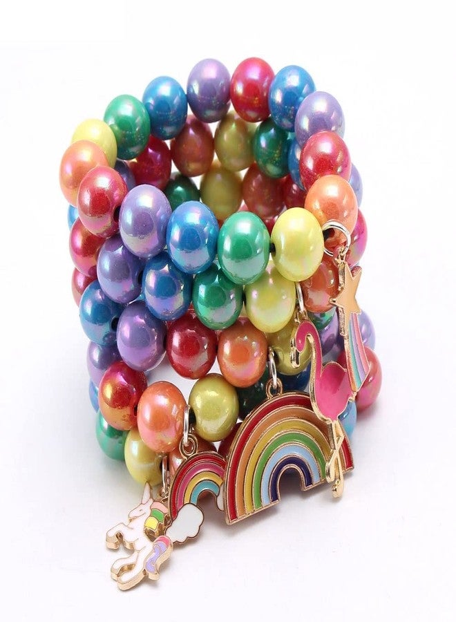El Regalo 2PCs Girls Kids Rainbow Beads Charms Bracelets Set- Heart, Unicorn, Mermaid, Rainbow, Star charms for Baby Toddler Girls Kids (Star & Heart) - Image 5