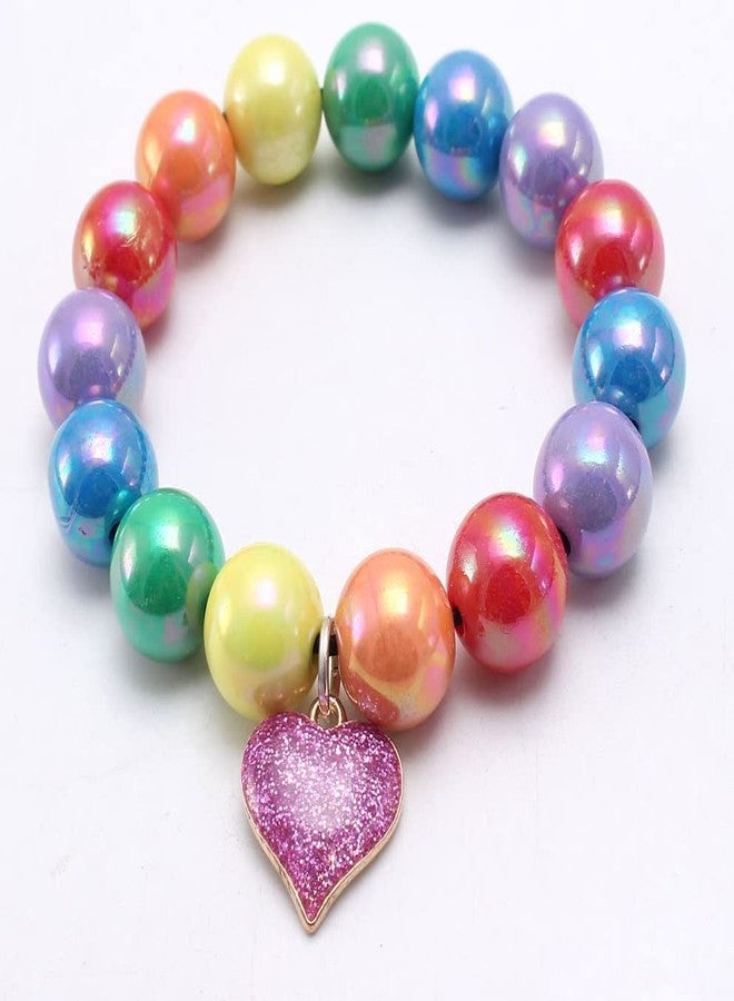El Regalo 2PCs Girls Kids Rainbow Beads Charms Bracelets Set- Heart, Unicorn, Mermaid, Rainbow, Star charms for Baby Toddler Girls Kids (Star & Heart) - Image 3