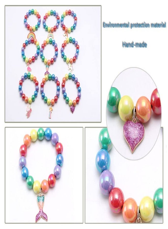 El Regalo 2PCs Girls Kids Rainbow Beads Charms Bracelets Set- Heart, Unicorn, Mermaid, Rainbow, Star charms for Baby Toddler Girls Kids (Star & Heart) - Image 4
