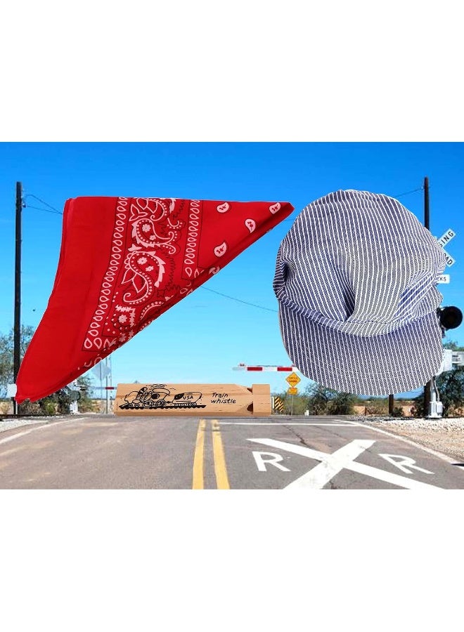 Dondor Children's Train Conductor Dress Up Kit - Hat, Whistle, and Bandana - Image 3