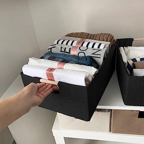 xianshengle Storage Bins & Fabric Storage Basket for Shelves - Decorative Baskets Storage Box Cubes Containers W/Handles for Closet Shelf Nursery Toy, Home, Office, Books,Bathroom (Black) - Image 3
